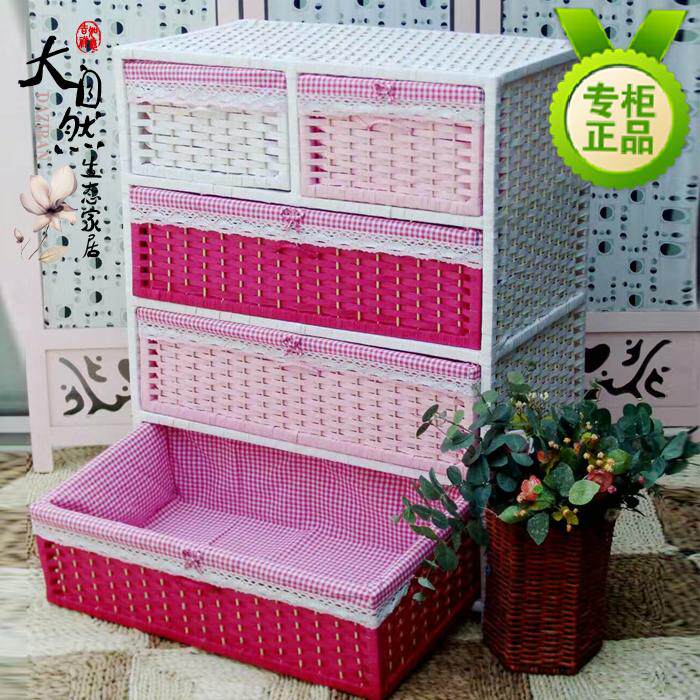 草编简易田园收纳柜宝宝衣柜儿童收纳柜婴儿内衣储物柜杂物柜五斗