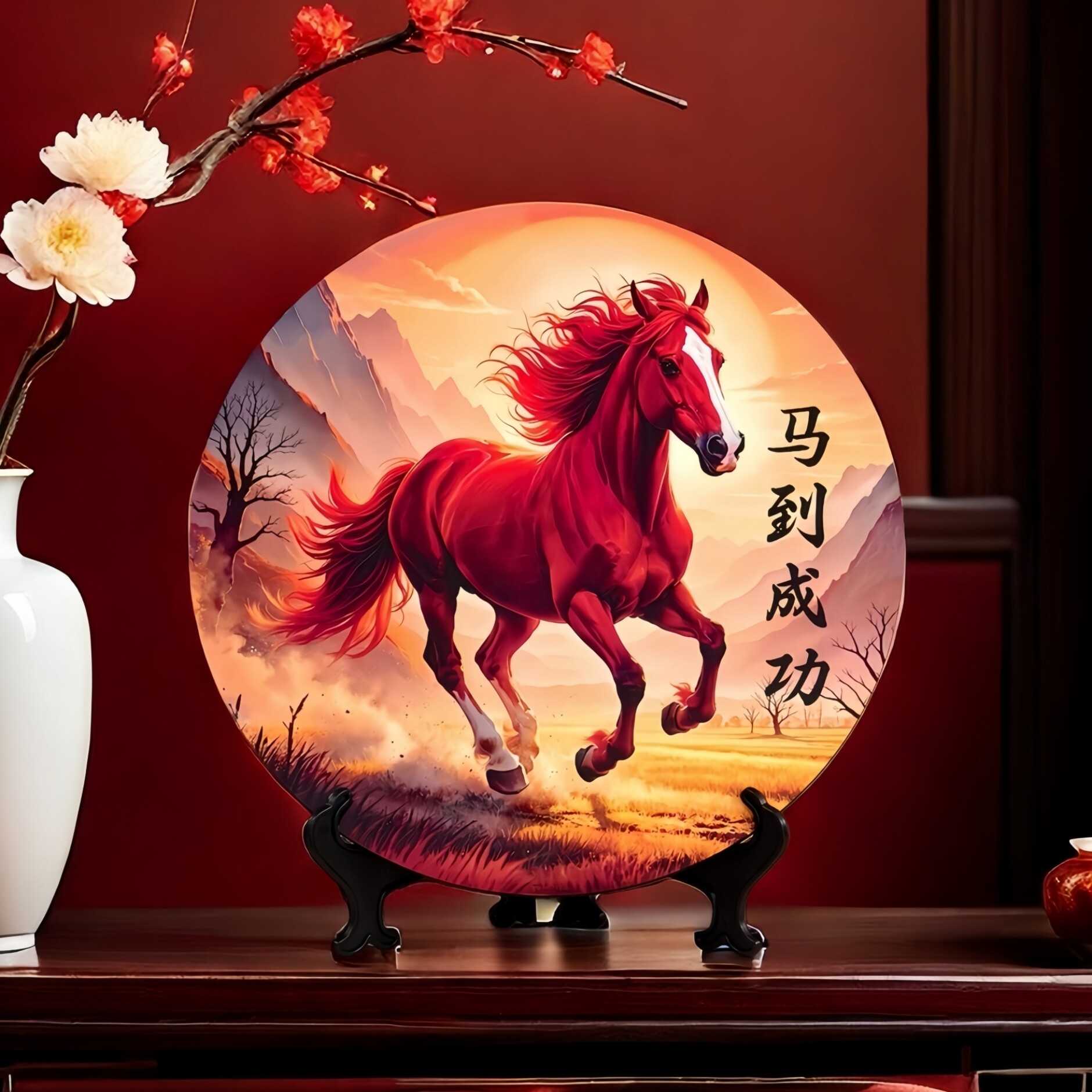 马到成功装饰字画摆台2026年新款生肖马摆件玄关入户正对门吉祥物