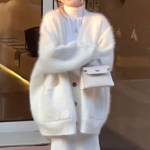 Fashion mink fur sweater women's autumn winter loose jacket