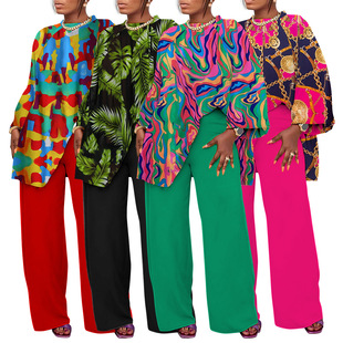 Women's loose casual plus size temperament shirt pants set