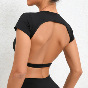 sleeved shirt fitting sports top tight short women Sexy for