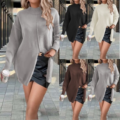 Autumn winter women's knitted sweater loose long sleeved top