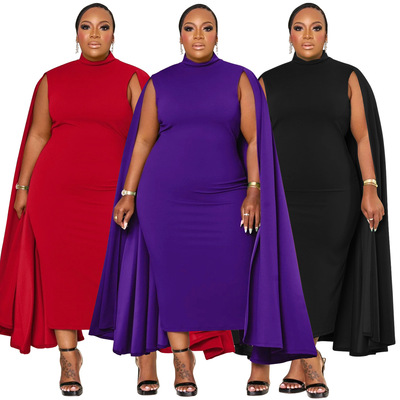 African plus size women's fashion sleeve wrapped hip dress
