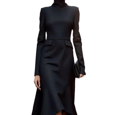 Fashionable women's slim fit long sleeved ceremonial dress