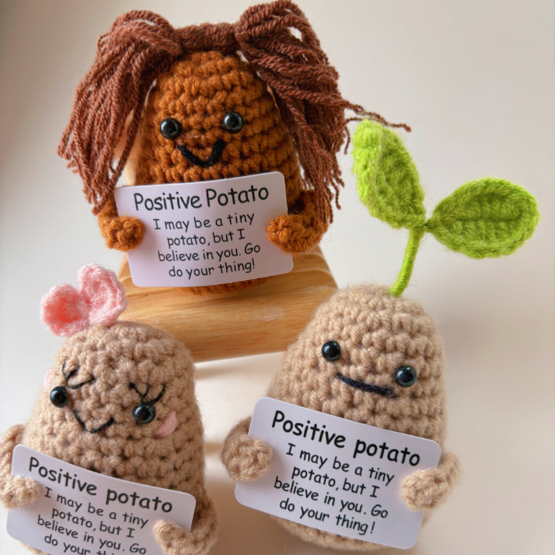 成品毛线针织积极的土豆可爱的毛线编织摆件适合送给朋友家居装饰