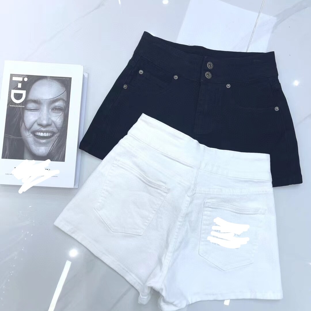 新品时尚牛仔短裤黑白色高腰显瘦超显腿长女夏款百搭款精品舒适