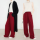 夏莫卡新年红色裤 加长6874 100%羊毛阔腿裤 子女2026新款 松紧腰长裤