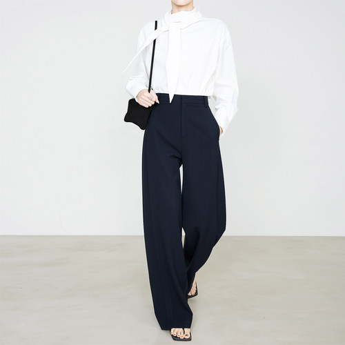 夏莫卡优雅通勤高智皇家蓝西裤