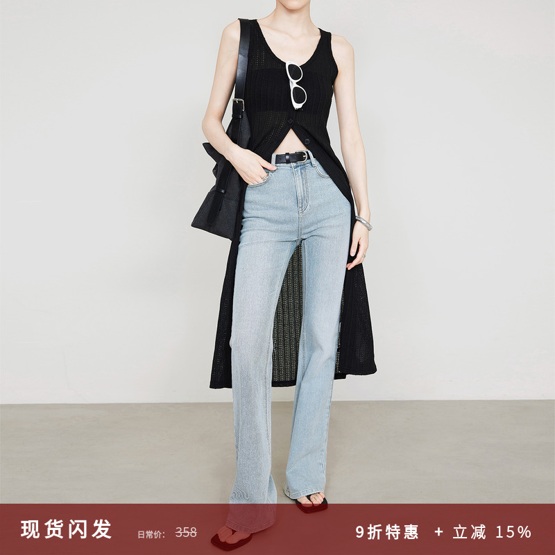 夏莫卡弹力显瘦有松量的喇叭裤