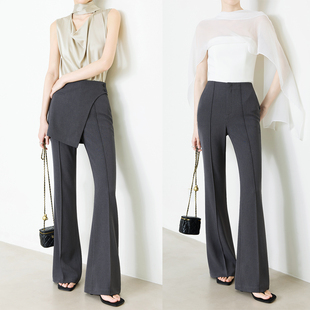 夏莫卡灰色屁帘裤 垂坠感高腰显瘦两穿式 裙帘喇叭裤 6912 女春夏新品