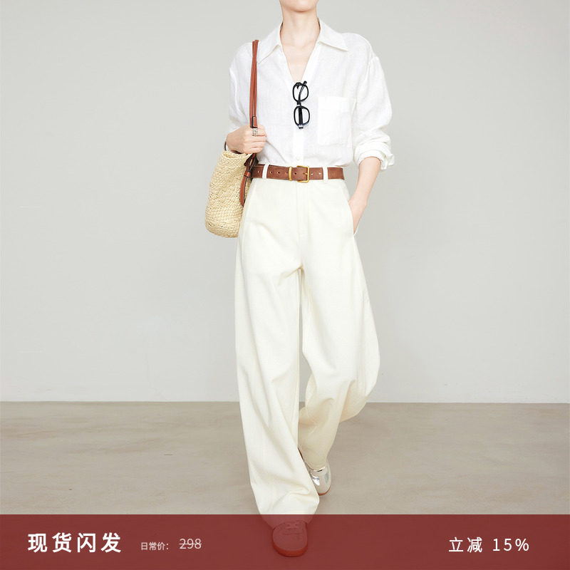 夏莫卡松弛感老钱风天丝棉休闲裤