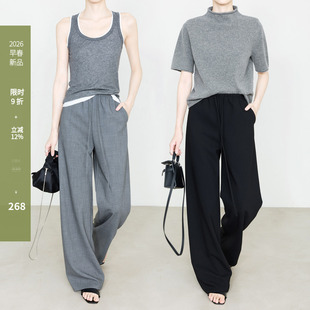 极窄松紧腰休闲裤 直筒裤 7999 女春夏新款 夏莫卡无侧缝空气裤