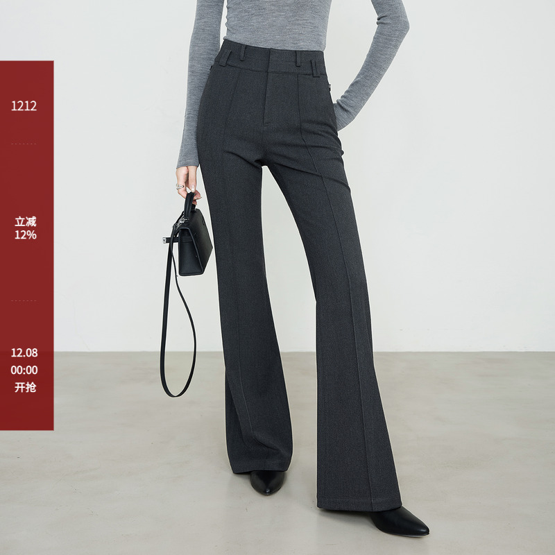 夏莫卡双层腰显瘦显腿长喇叭裤女