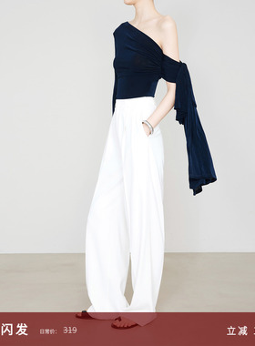 夏莫卡防透白色阔腿裤女春夏新款宽松直筒长裤小众休闲裤加长9655