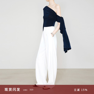 小众休闲裤 宽松直筒长裤 加长9655 女春夏新款 夏莫卡防透白色阔腿裤