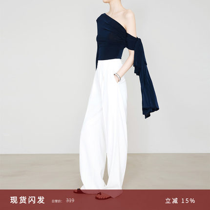 夏莫卡防透白色阔腿裤女春夏新款宽松直筒长裤小众休闲裤加长9655