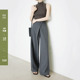 裤 通勤深麻灰色西装 女9770 2026新款 夏莫卡斜门襟设计感显瘦直筒裤