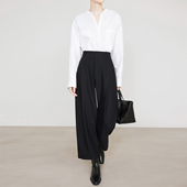 7780 直筒显瘦天丝羊毛香蕉镰刀裤 夏莫卡黑色九分阔腿裤 女2026新款