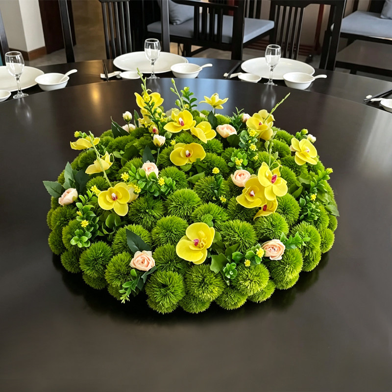 酒店餐厅高端仿真花转盘摆件