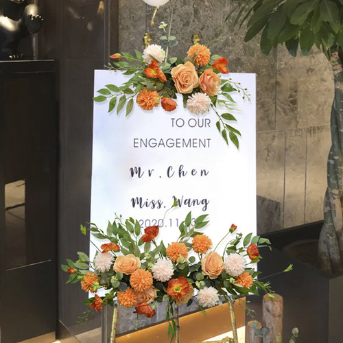 迎宾牌装饰花艺店铺开业活动庆典布置指示牌水牌装饰仿真绢花假花