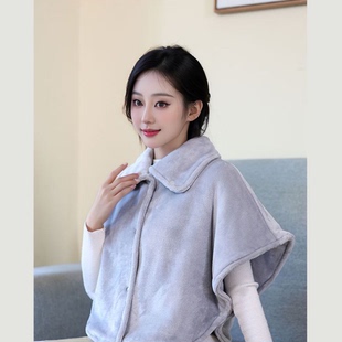 睡觉肩颈保暖蝙蝠袖 披肩玩手机护肩200斤外套女 坎肩女摇粒绒冬季
