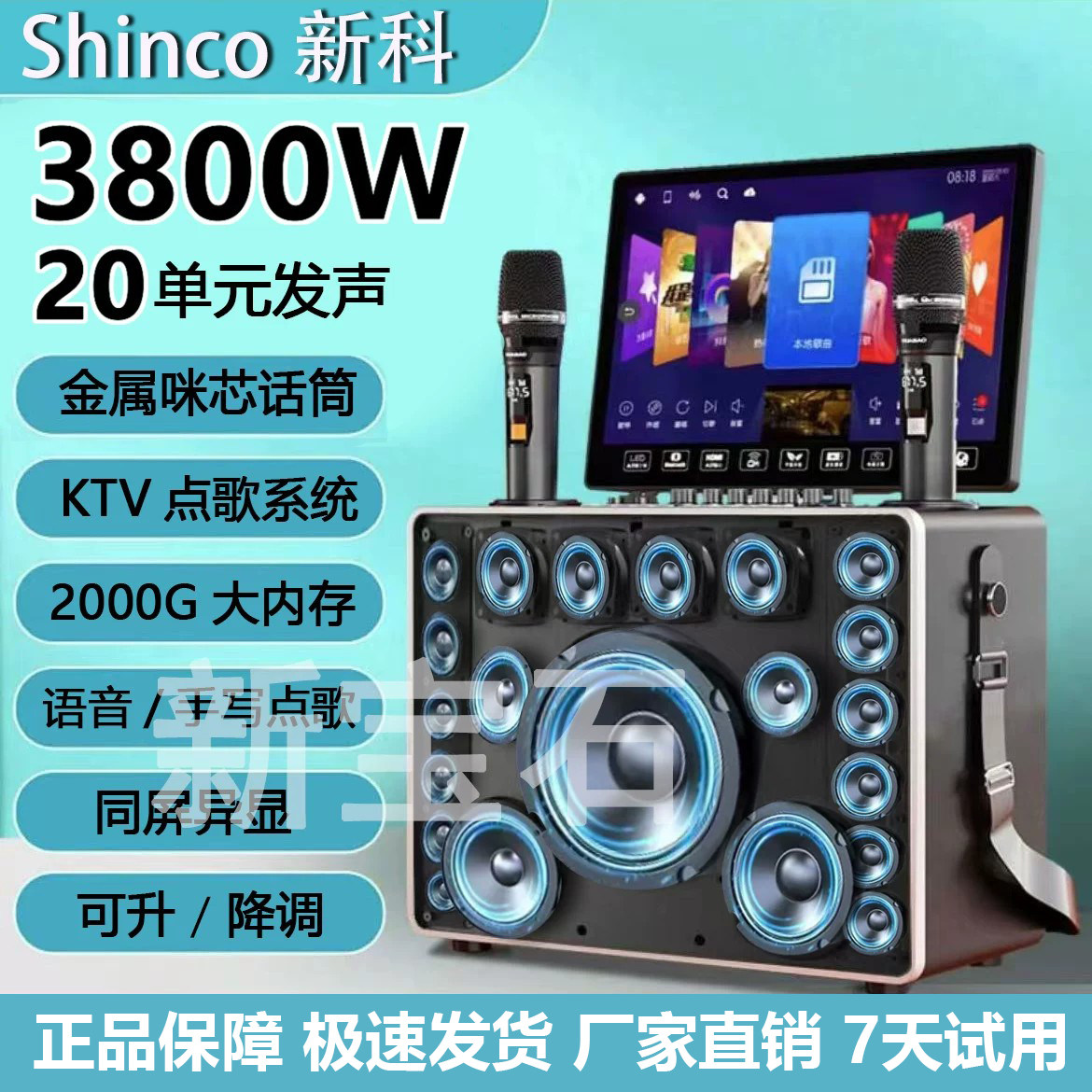 新科广场舞音响带显示屏户外唱k歌卡拉ok一体机家庭ktv套装音箱