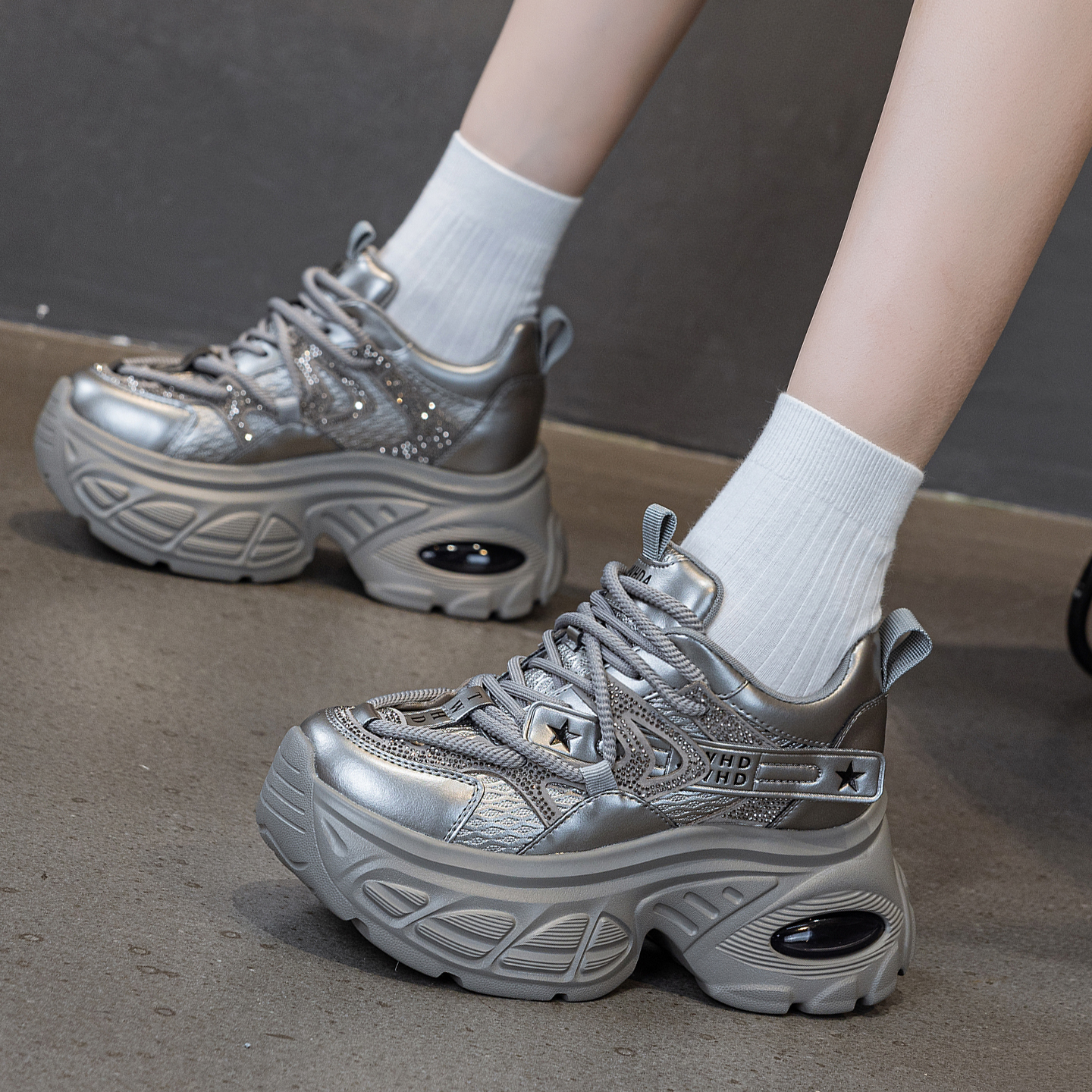 9CM内增高老爹鞋女2025秋季新款爆款小个子厚底复古运动休闲女鞋