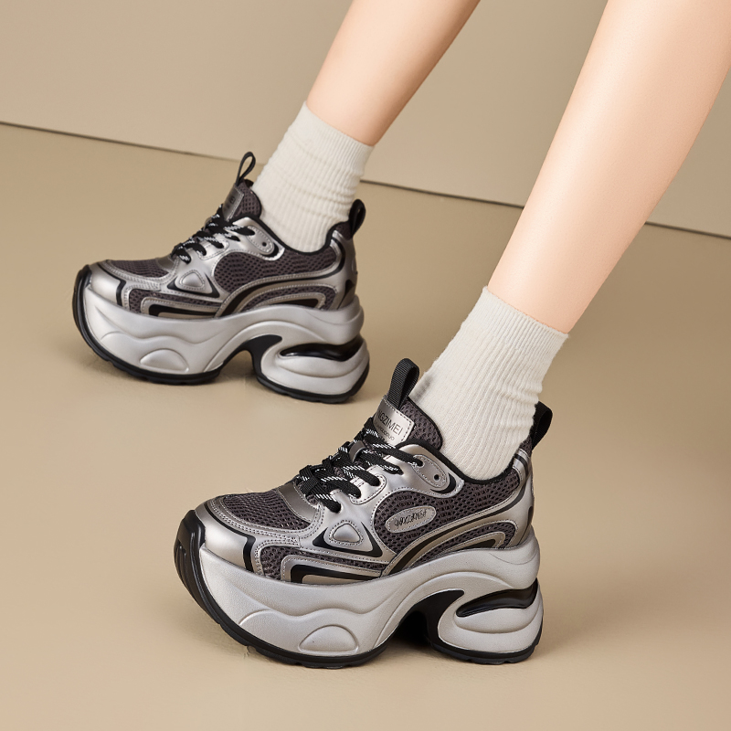 内增高老爹鞋女2025春夏新款厚底松糕爆款小个子透气运动女鞋10CM
