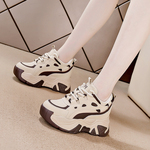 内增高老爹鞋子女2025秋冬新款百搭厚底真皮爆款加绒休闲运动鞋潮