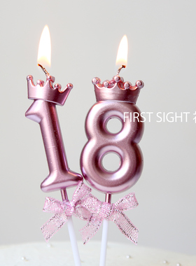 皇冠数字蜡烛蛋糕装饰插件公主女孩生日派对氛围感布置拍照道具