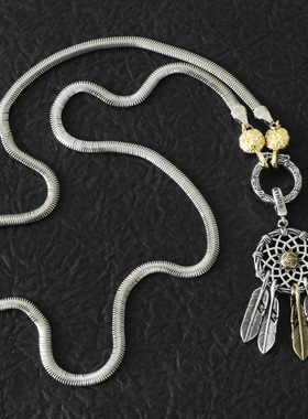 捕梦网吊坠唐草纹圆形蛇骨项链女