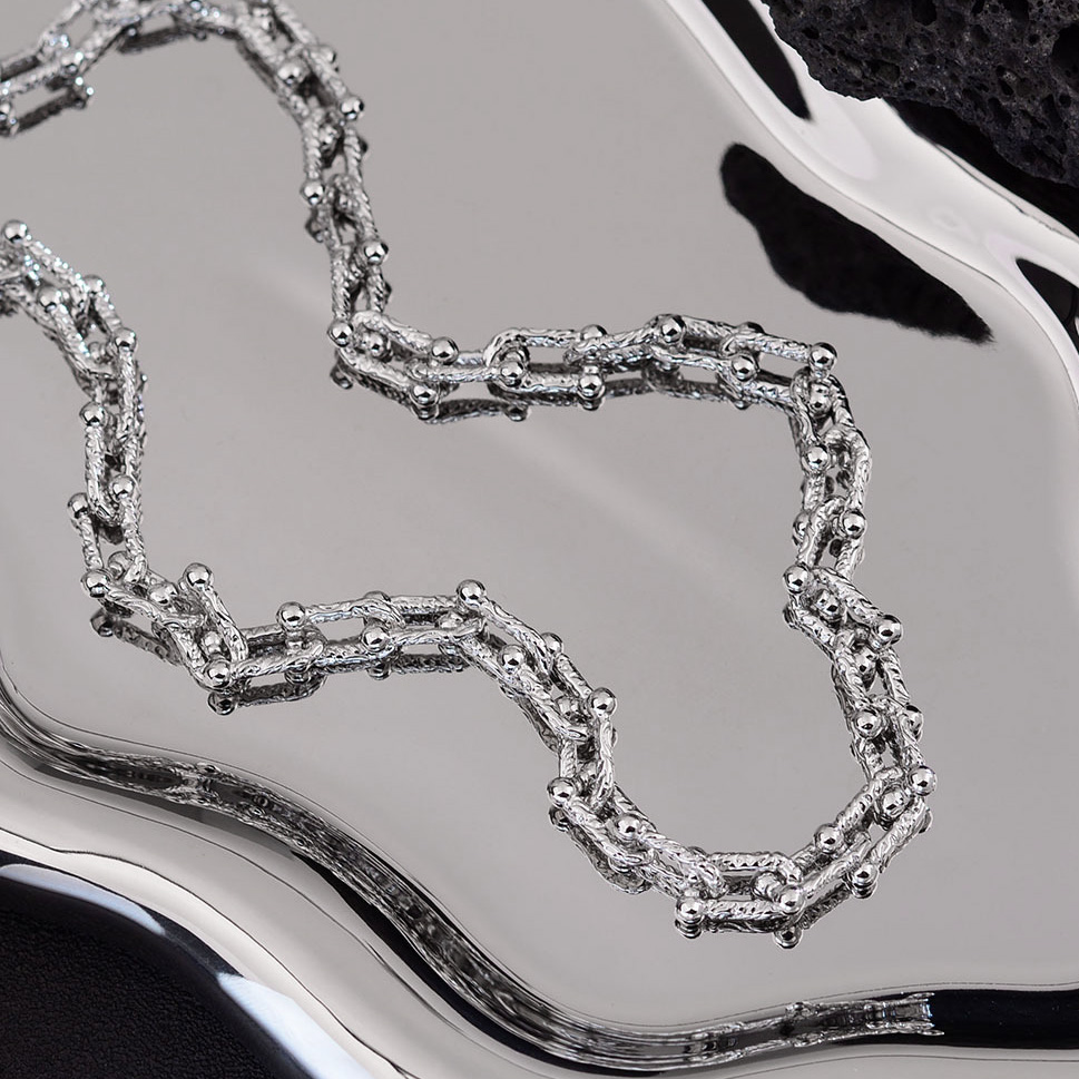 925纯银唐草纹马蹄扣链条项链女