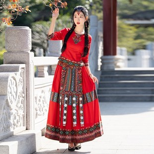 2025新款 女夏季 新款 云南旅游穿搭度假连衣裙 民族风套装