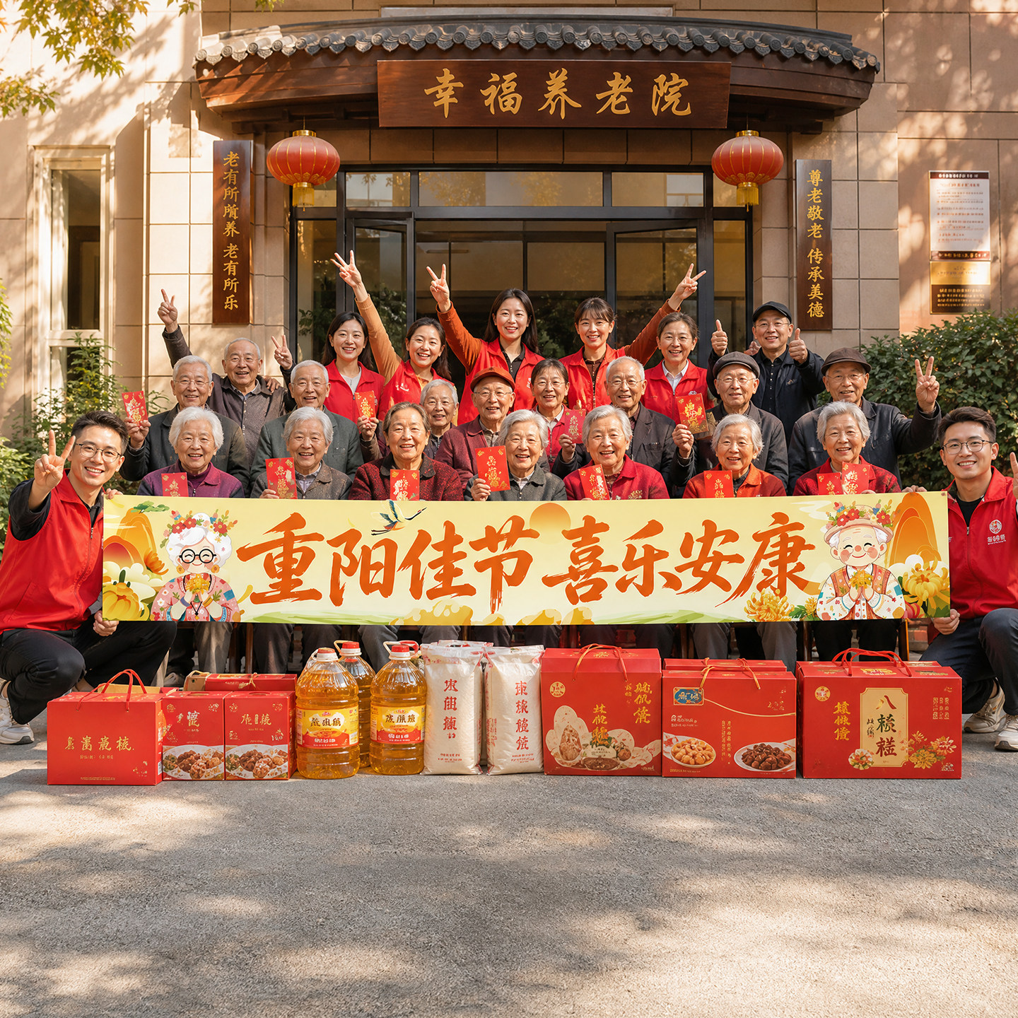重阳节挂布横幅拍照装饰敬老养老院社区活动氛围感场景布置背景墙