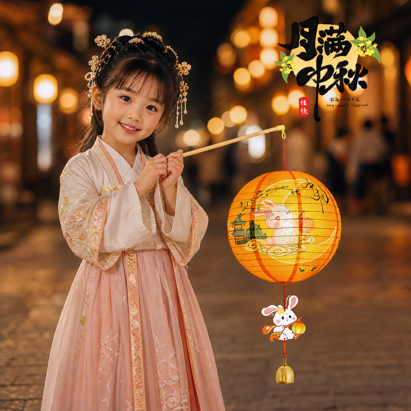 中秋节发光灯笼装饰布置儿童手提玉兔花灯幼儿园游园灯会道具礼品
