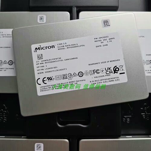 全新 美光 MTFDDAK512TDL-1AW1ZABHA 1300 512G 2.5 SATA SSD硬盘