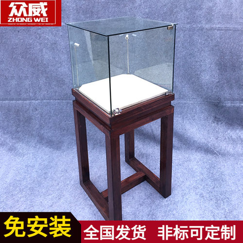 众威珠宝展示柜实木中式复古做旧博物馆文玩玉器翡翠宝石玻璃柜台