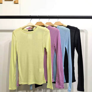现货TALK TALK韩国东大门女士春秋季圆领长袖背缝线羊毛打底衫T恤