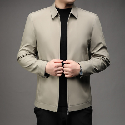 2025新款爸爸外套装中老年人春秋款夹克男中年行政夹克外套上衣