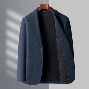 上衣 西装 休闲西服男2025秋新款 商务休闲华夫格纹理单西外套男士