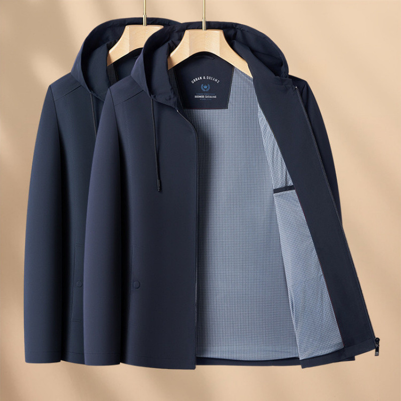 春秋款连帽夹克男士2025新款外套商务休闲中年茄克衫爸爸装外套