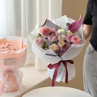 新品 白色蕾丝花纹防水包装纸 鲜花花束包装纸 花店包花纸