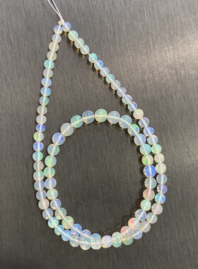 天然欧泊圆珠塔链彩欧泊项链蛋白石手链满火彩火欧泊吊坠