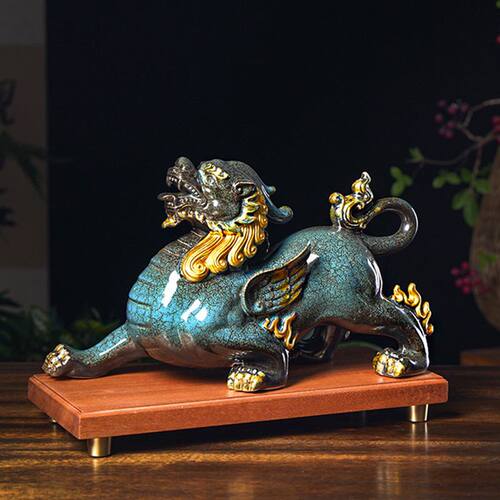 中式陶瓷大号貔貅复古禅意摆件