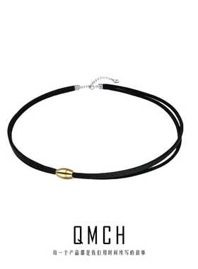 古力娜扎同款黑色小众皮绳项圈