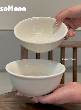 SosoMoon可微波乳白酸奶碗釉下彩陶瓷个人吃饭碗辅食蒸蛋糖水小碗