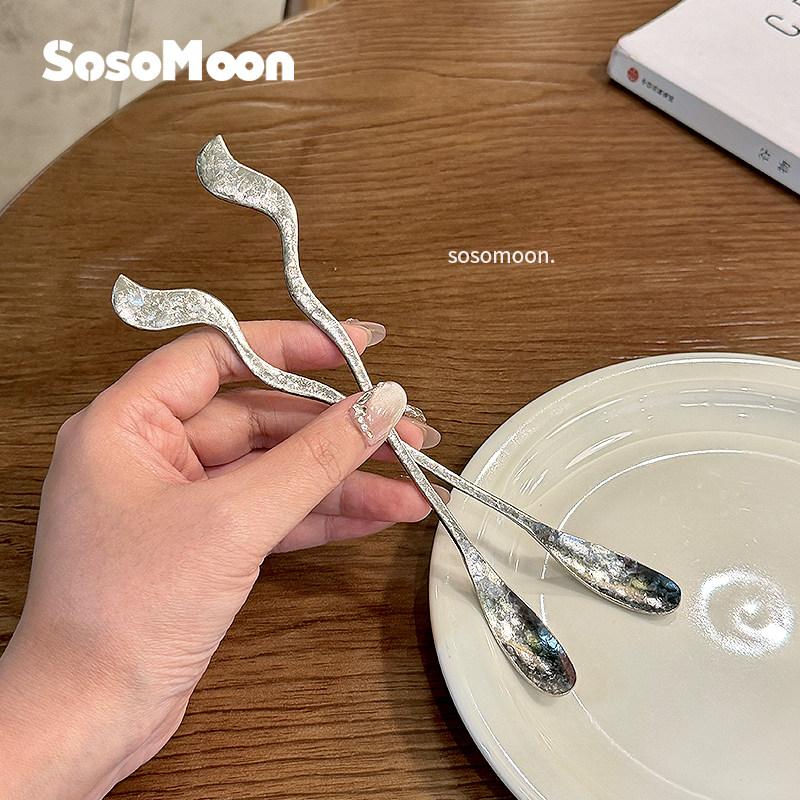 SoSoMoon创意波浪柄纯钛咖啡勺 轻量化搅拌勺取粉勺奶茶咖啡勺图片