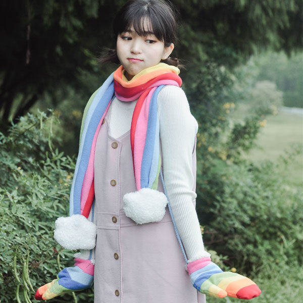 原创彩虹保暖可爱彩虹围巾
