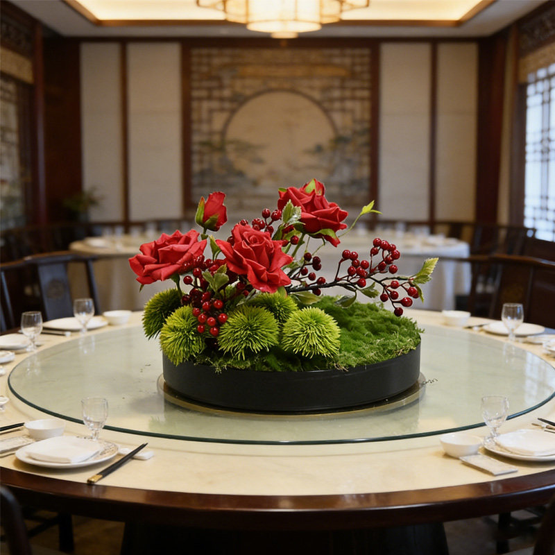 转盘花餐桌吧台家居盆景茶几饰品
