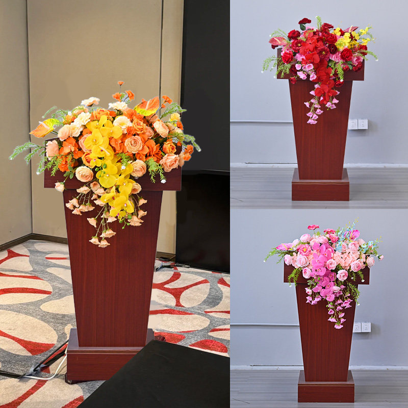 演讲台商务花主席台摆花仿真花假花会议桌花校庆婚庆婚礼讲台花艺
